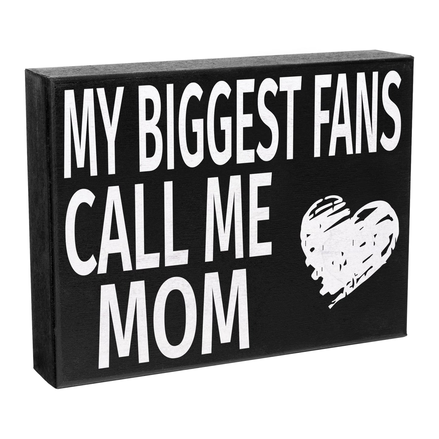 JennyGems Gifts for Mom, My Biggest Fans Call Me Mom Wooden Sign, Shelf Decor and Wall Hanging, Made in USA