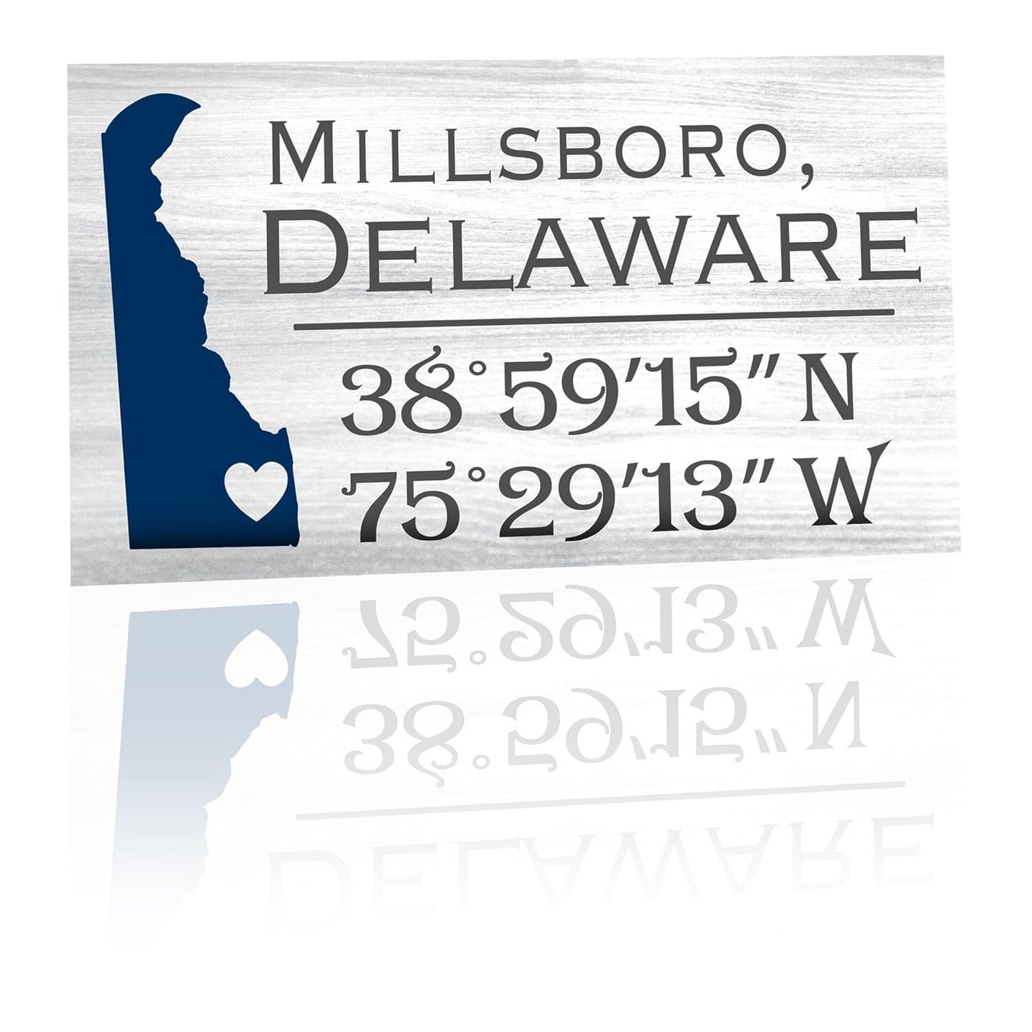 Millsboro, Delaware Wooden Sign, Coordinates