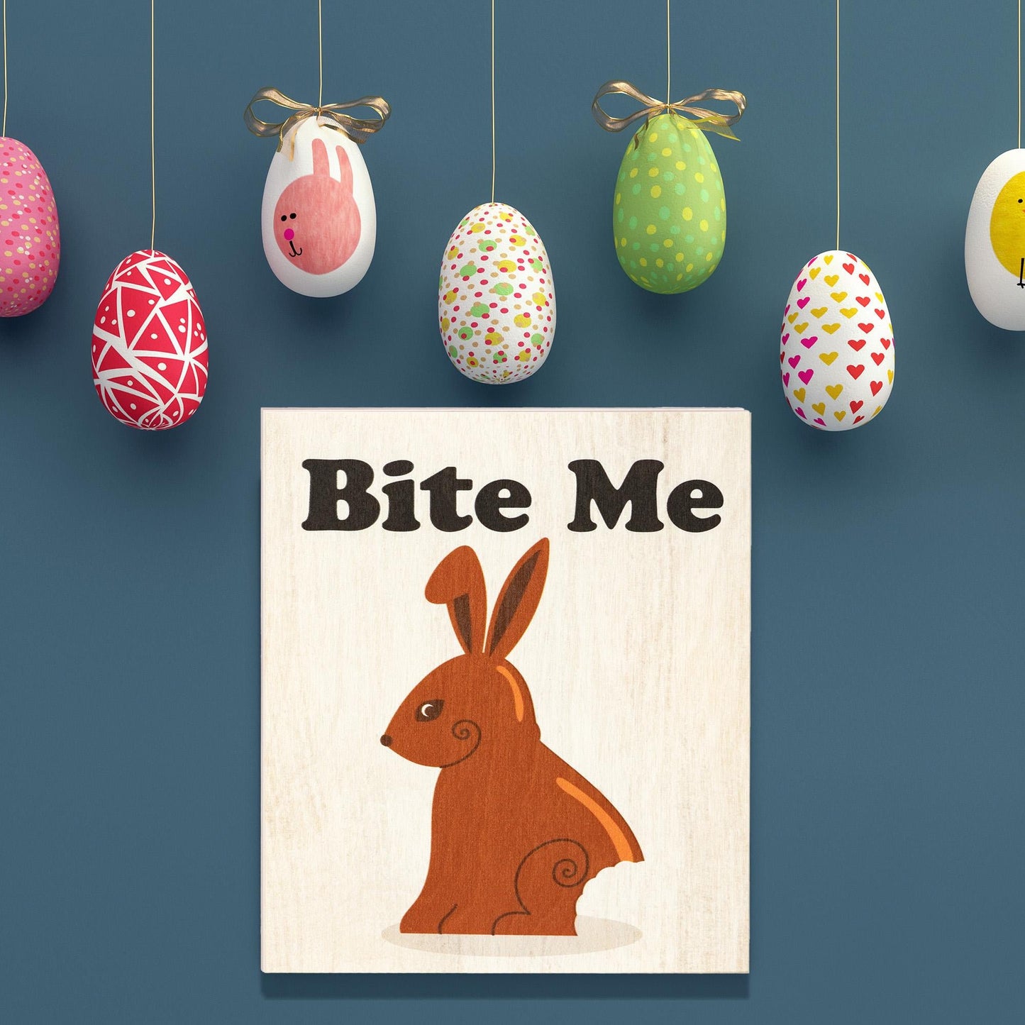 Easter Decorations, Bite Me Funny Easter Sign, Bunny Rabbit, Funny Farmhouse Easter Decor, Wooden Wall Sign