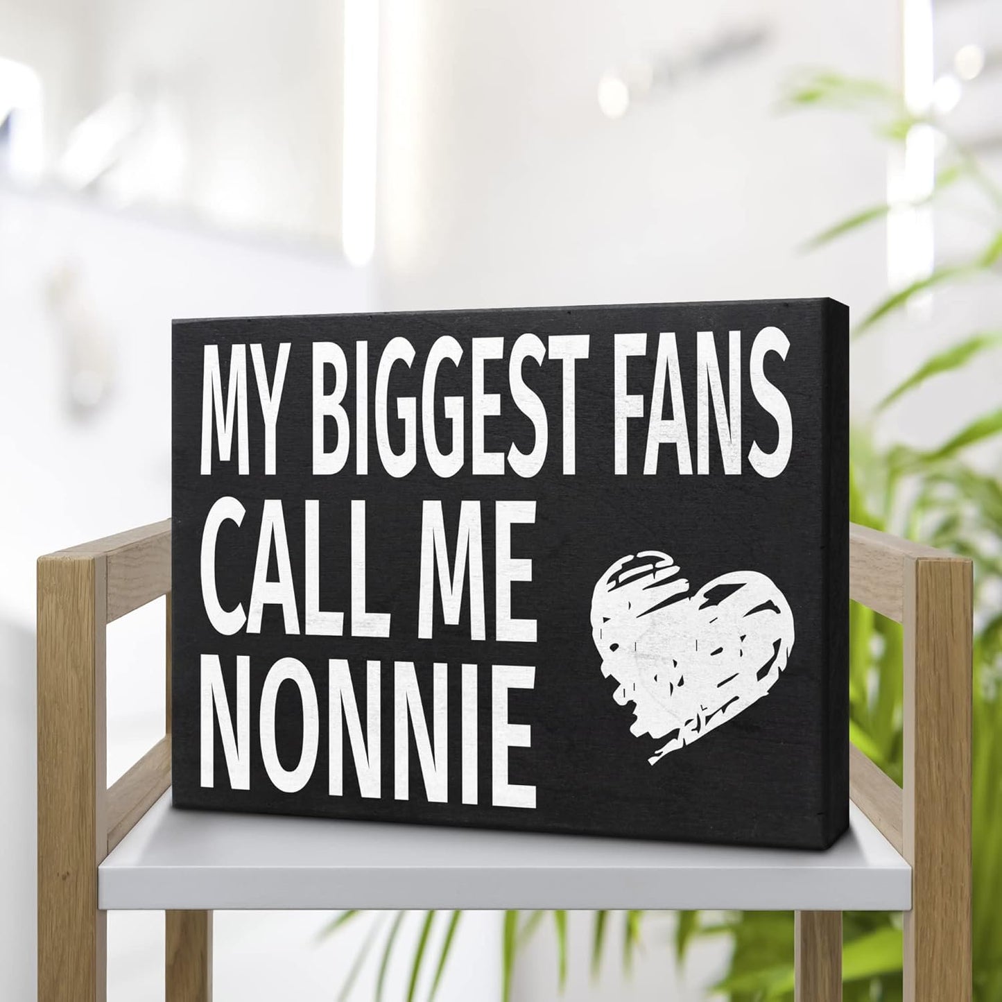 JennyGems Nonnie Gifts, My Biggest Fans Call Me Nonnie Wooden Sign, Shelf Decor and Wall Hanging, Made in USA