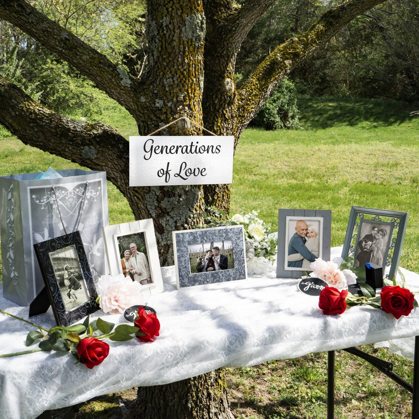 JennyGems Generations of Love Wedding Sign, Wedding Memorial Decor (White)