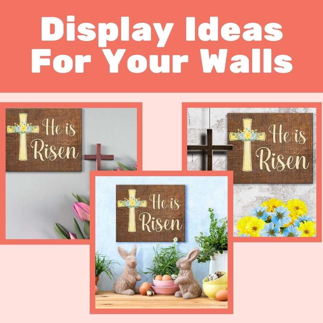 JennyGems Easter Decorations for the Home, Easter Sign, Farmhouse Easter Decor, 7.25 x 6 Wooden Sign, Made in USA