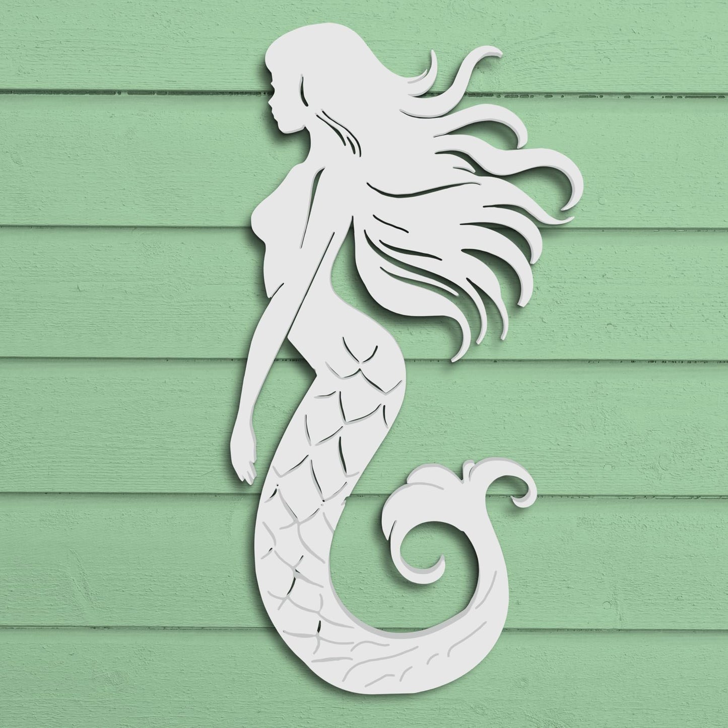 Outdoor Mermaid Wall Art – Nautical Mermaid Decor for Beach House, Coastal Poolside, and Ocean-Themed Spaces – Weatherproof PVC Mermaid Sign