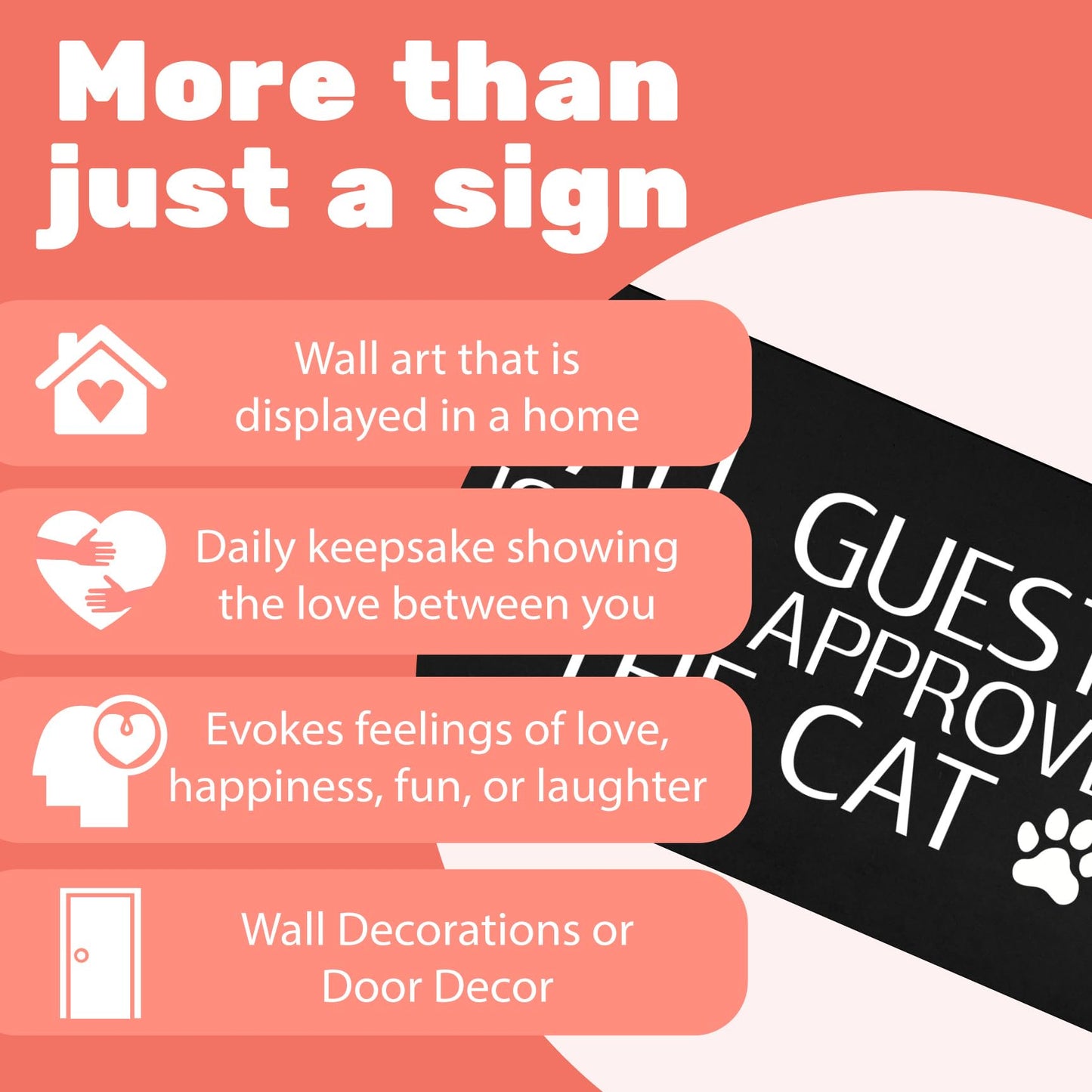 JennyGems Funny Cat Gifts, All Visitors Must Be Approved By the Cat Wooden Sign, Wall Hanging
