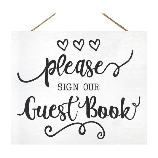 JennyGems Wedding Reception Signs, Please Sign Our Guest Book Wedding Sign, Guest Book Table Sign, 10x12 Inch Wood Sign, Rustic Wedding Decor, Guestbook Sign for Bridal Shower