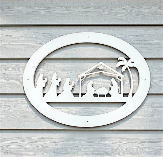 Weather-Resistant Nativity Scene Christmas Sign - Indoor & Outdoor Holiday Wall Decor - Durable PVC Christmas Decoration