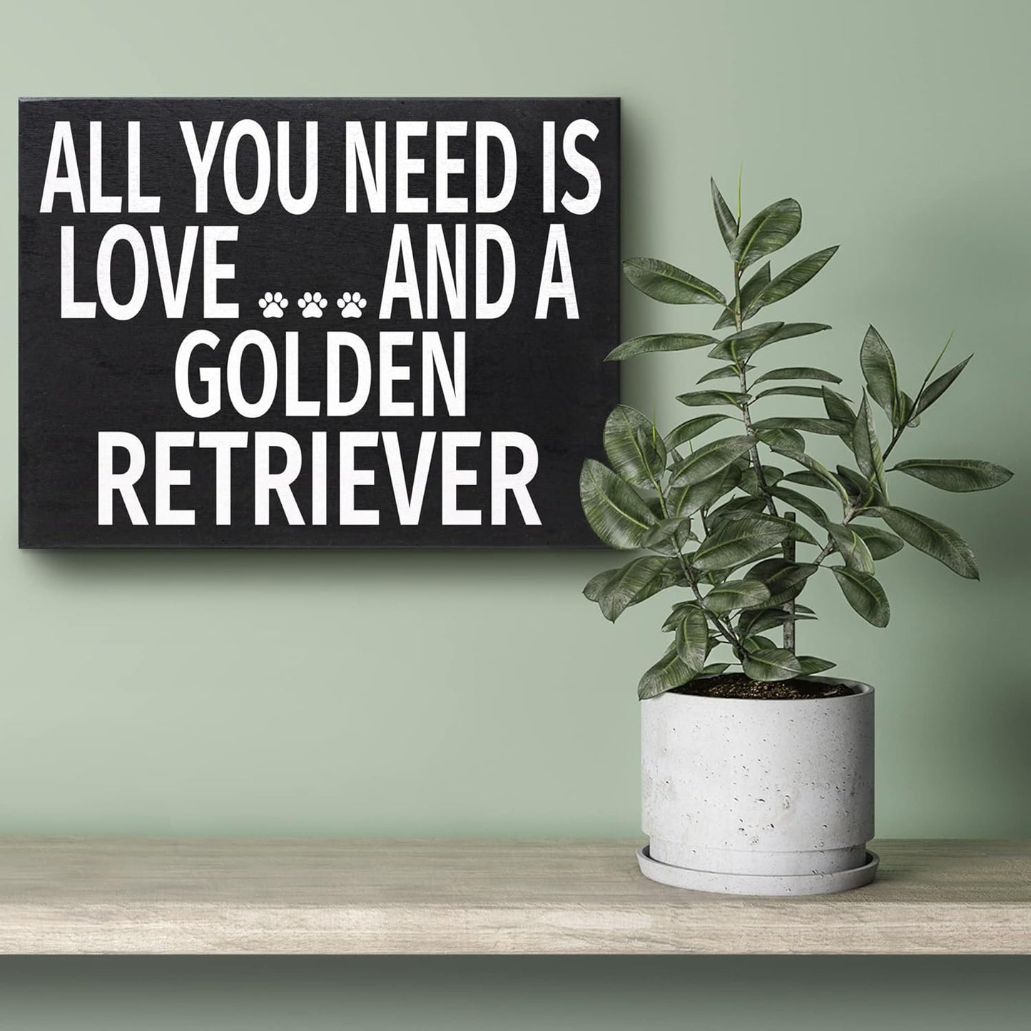 JennyGems Golden Retriever Gifts, All You Need Is Love and a Golden Retriever Wooden Sign, Shelf Decor and Wall Hanging, Made in USA