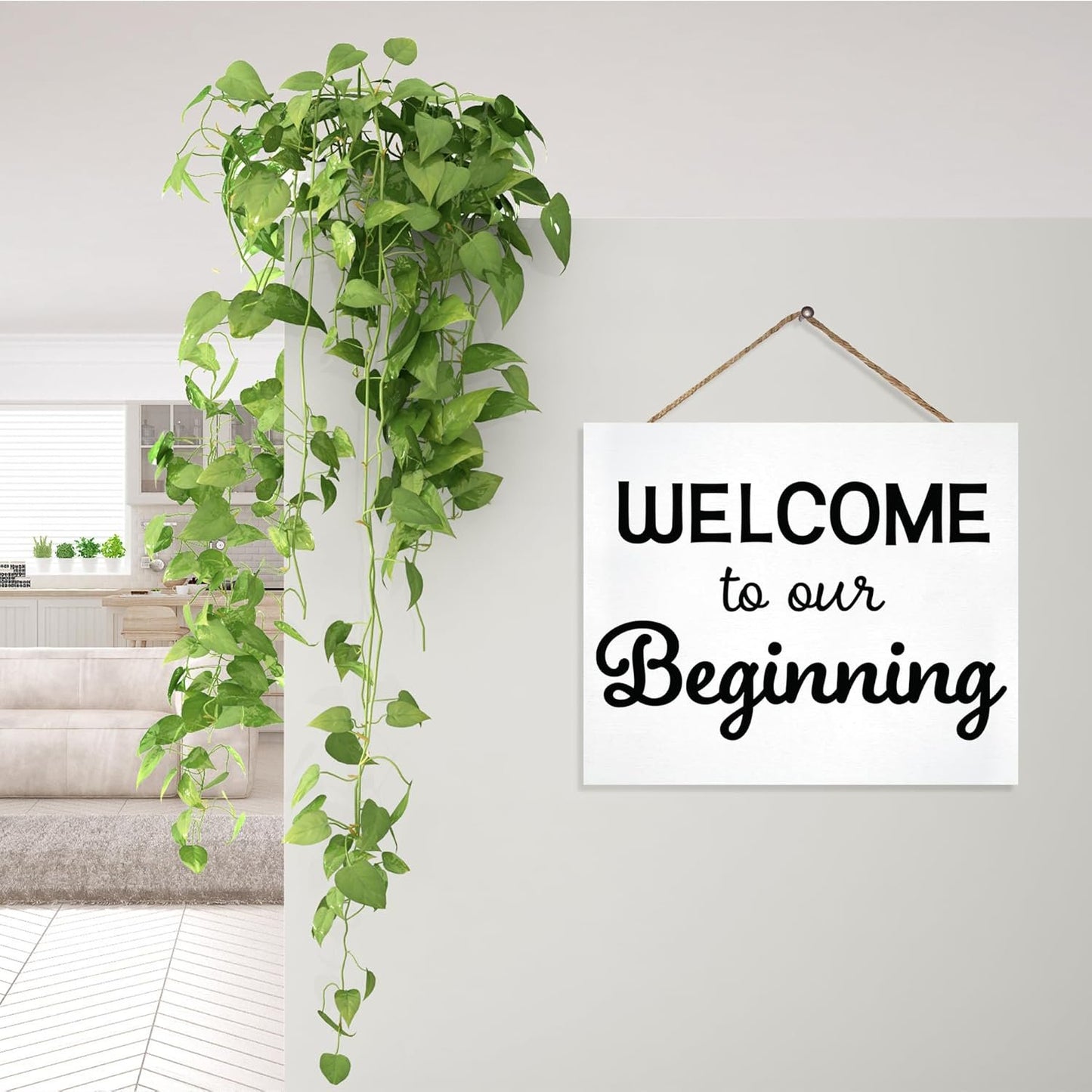 Welcome to the Beginning Sign: Minimalist Wood Wedding & Housewarming Decor