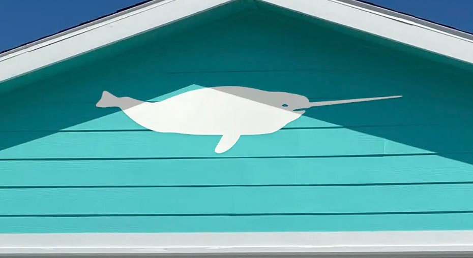 Handmade White Narwhal PVC Sign: Beach House Decor, Indoor/Outdoor