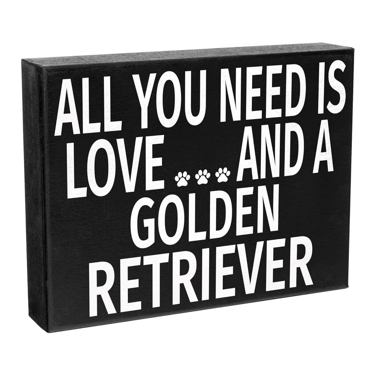 JennyGems Golden Retriever Gifts, All You Need Is Love and a Golden Retriever Wooden Sign, Shelf Decor and Wall Hanging, Made in USA