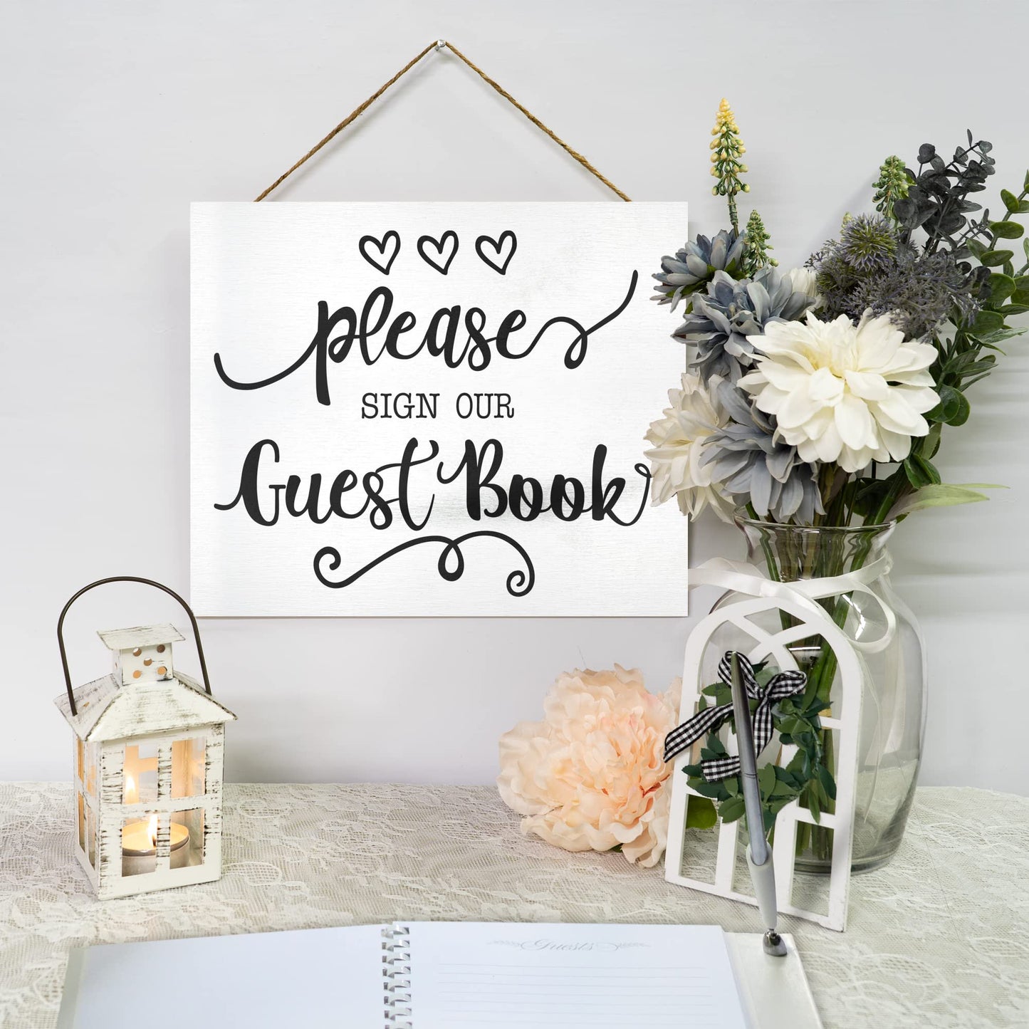 JennyGems Wedding Reception Signs, Please Sign Our Guest Book Wedding Sign, Guest Book Table Sign, 10x12 Inch Wood Sign, Rustic Wedding Decor, Guestbook Sign for Bridal Shower
