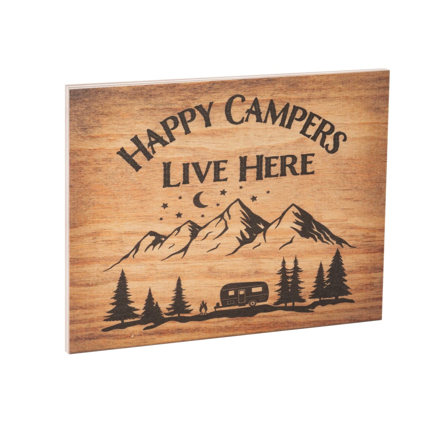 JennyGems Camper Gifts, Happy Campers Live Here Wooden Sign, Camping Decor, Camping Sign, Made in USA