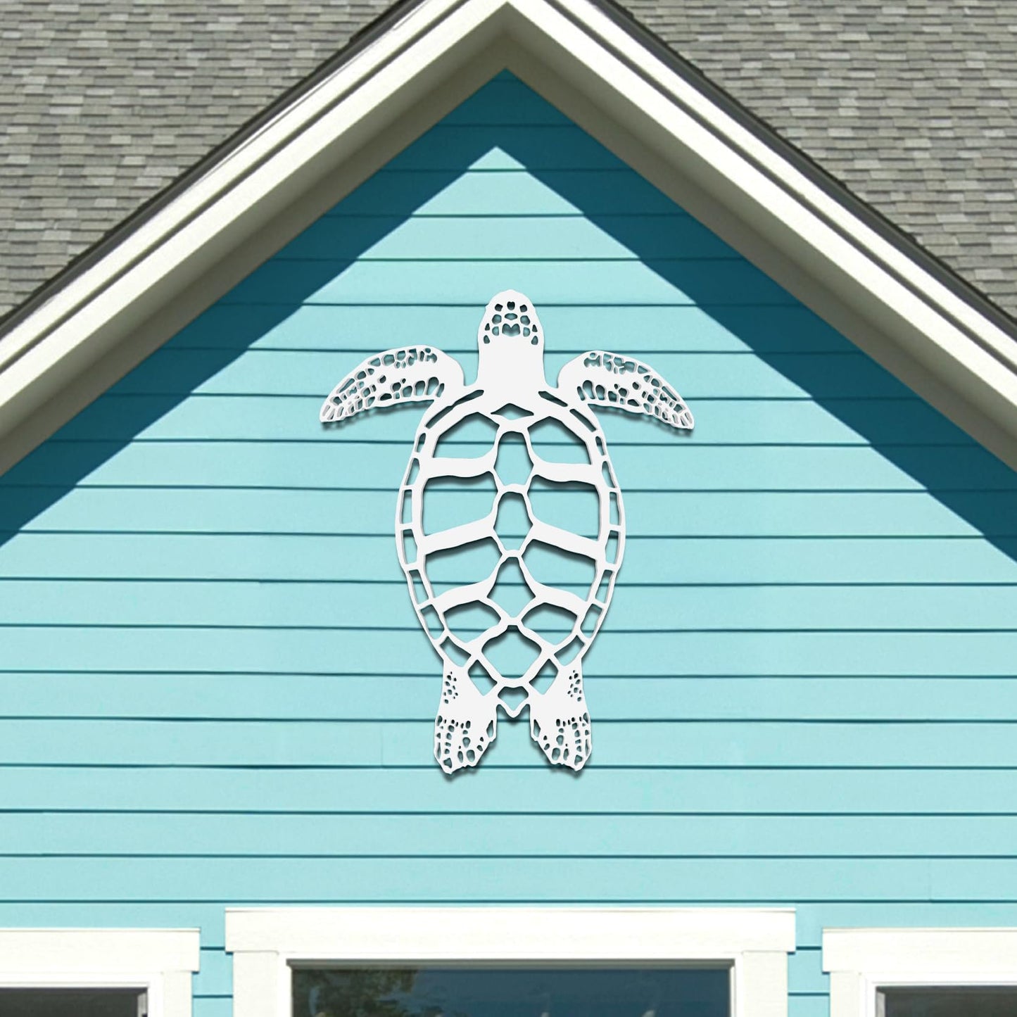 Outdoor Sea Turtle Wall Decor - PVC Turtle Sign for Beach House, Coastal Home, Patio, or Fence - Nautical Ocean-Themed Wall Art