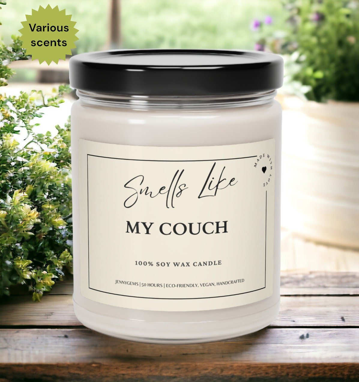 Funny 'Smells Like My Couch' Soy Candle: Introvert Gift