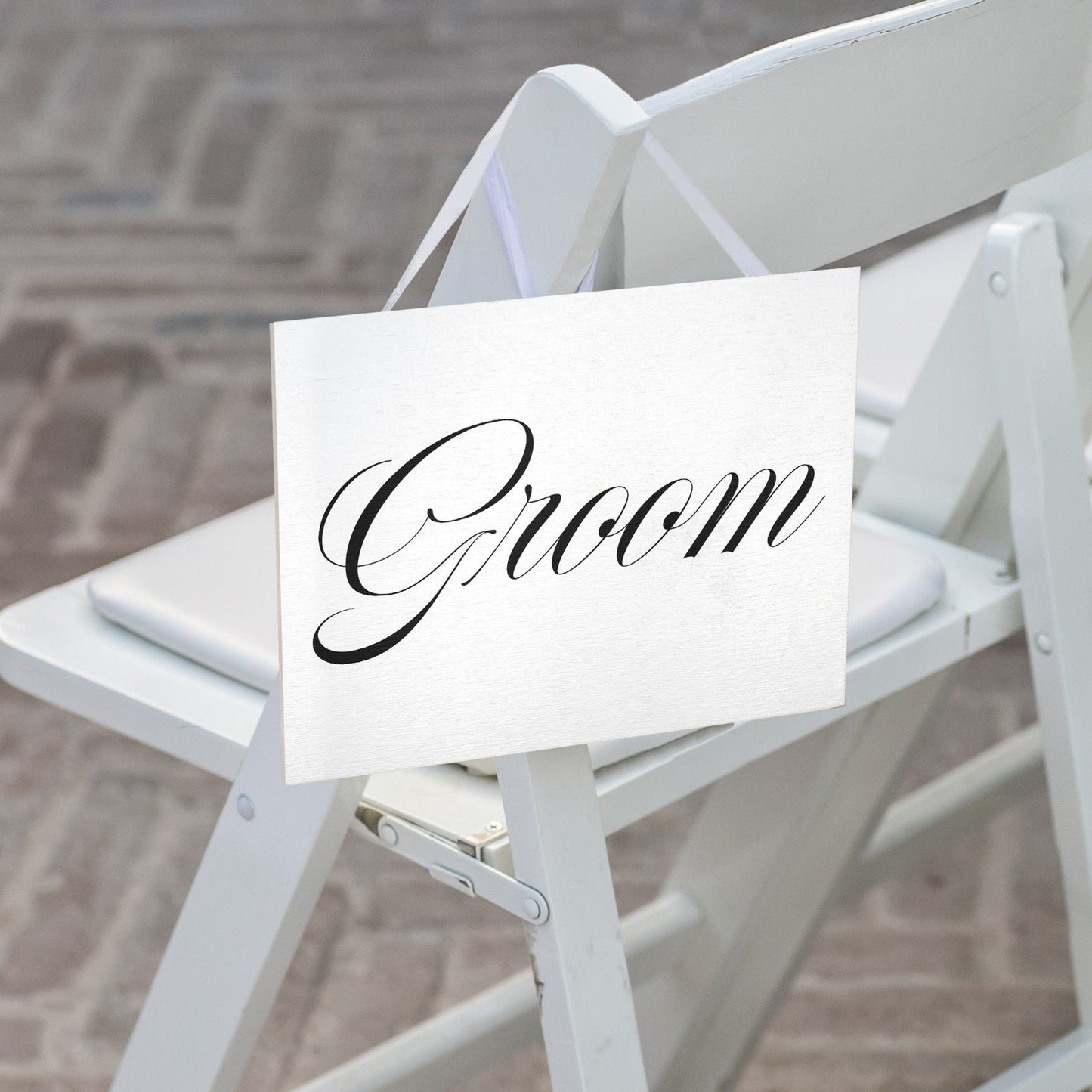 JennyGems Bride And Groom Wedding Chair Signs, Wedding Reception Decor (White)