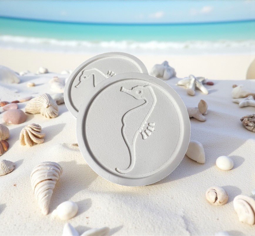 Seahorse Drink Coasters Set of 4, Indoor Outdoor PVC Coasters, Carved Seahorse