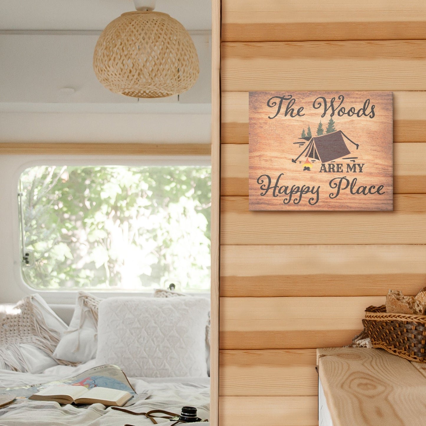 JennyGems Camper Gift for Women, Gift for Campers, Woods Are My Happy Place Sign
