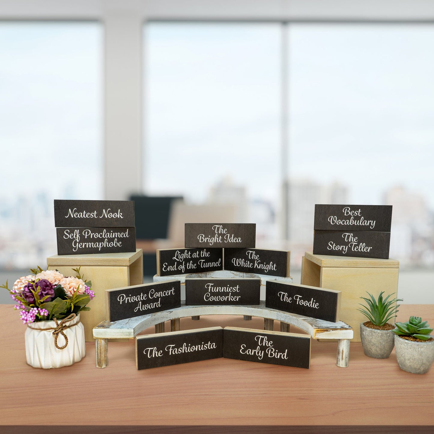JennyGems Employee Funny Superlatives Gift Recognition Coworkers, Decor Blocks