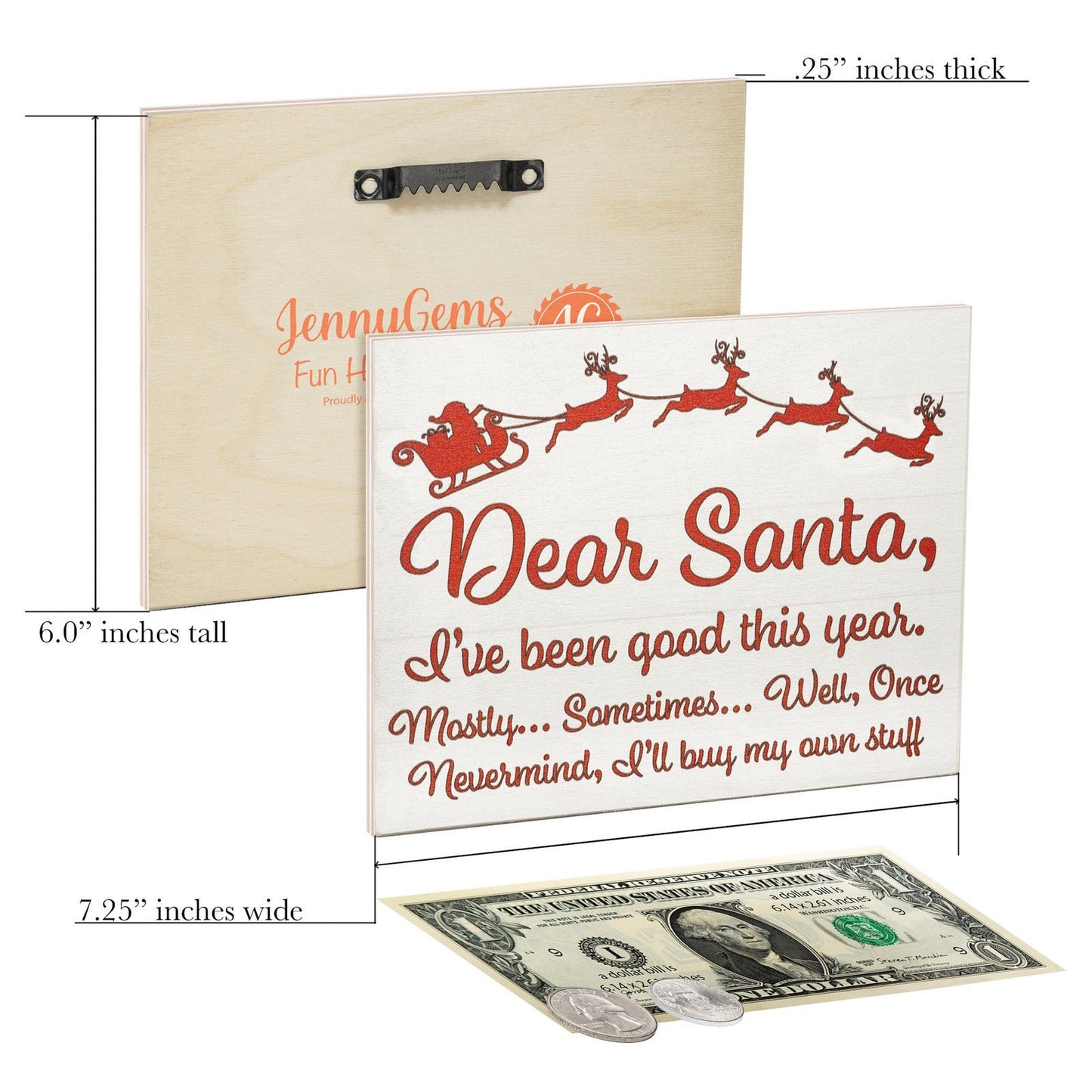 JennyGems Dear Santa I've Been Good, Christmas Decorations, Cute Santa Decor