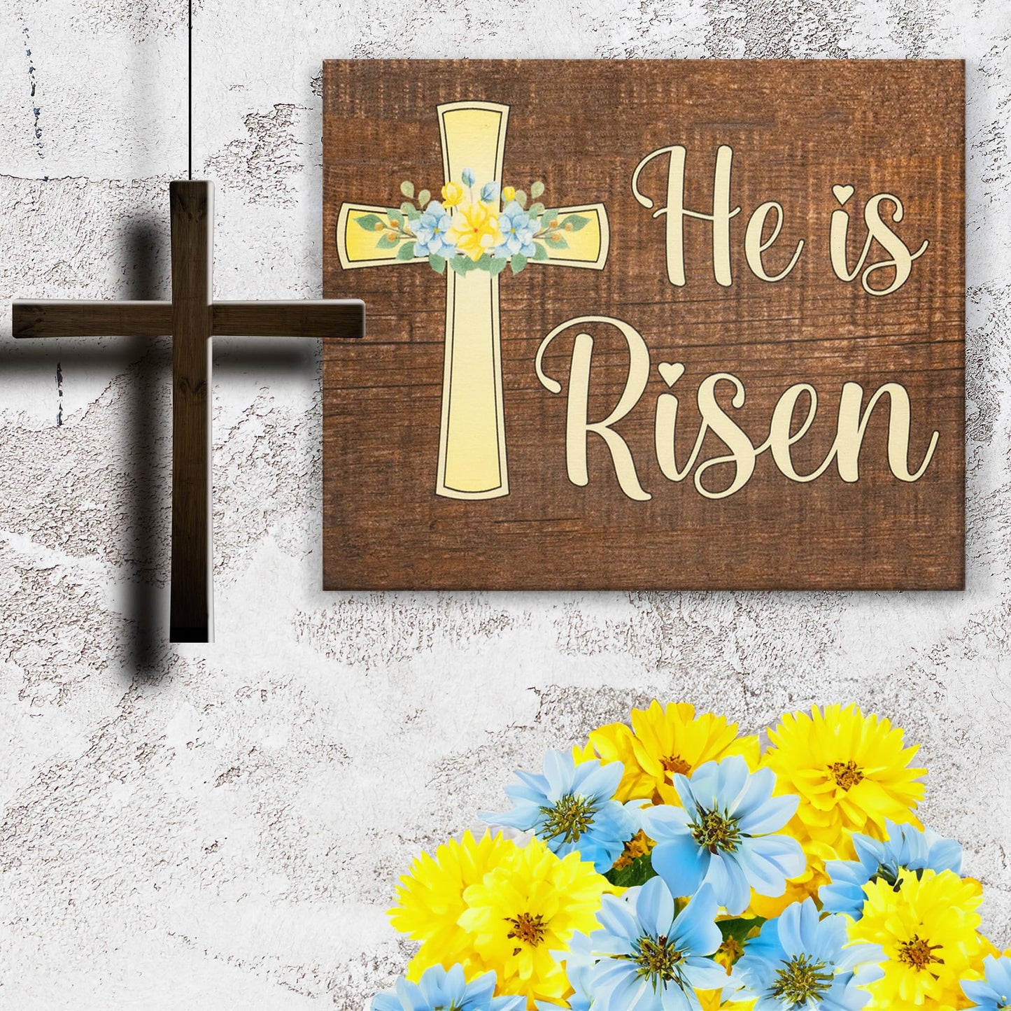 JennyGems Easter Decorations for the Home, Easter Sign, Farmhouse Easter Decor, 7.25 x 6 Wooden Sign, Made in USA