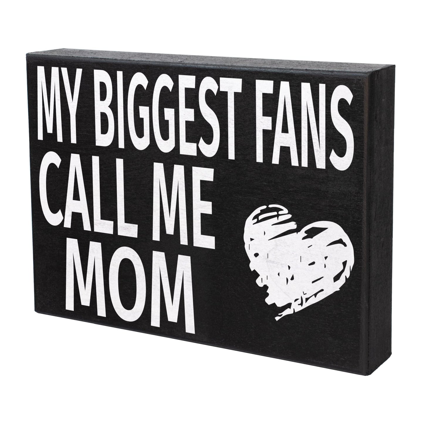 JennyGems Gifts for Mom, My Biggest Fans Call Me Mom Wooden Sign, Shelf Decor and Wall Hanging, Made in USA