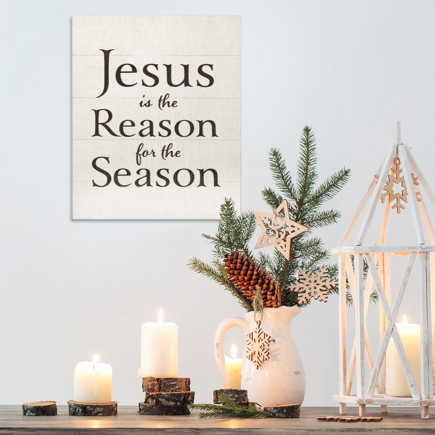 JennyGems Jesus Is The Reason For The Season, Christmas Decorations (White)