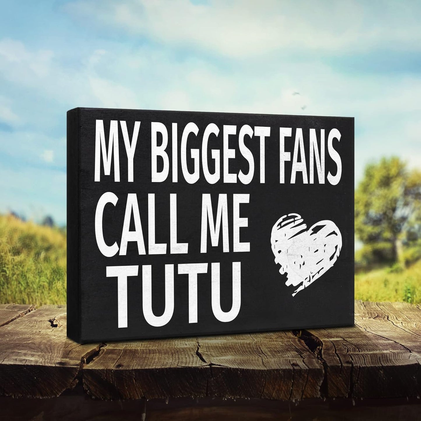 JennyGems Tutu Gifts, My Biggest Fans Call Me Tutu Wooden Sign, Shelf Decor and Wall Hanging, Made in USA
