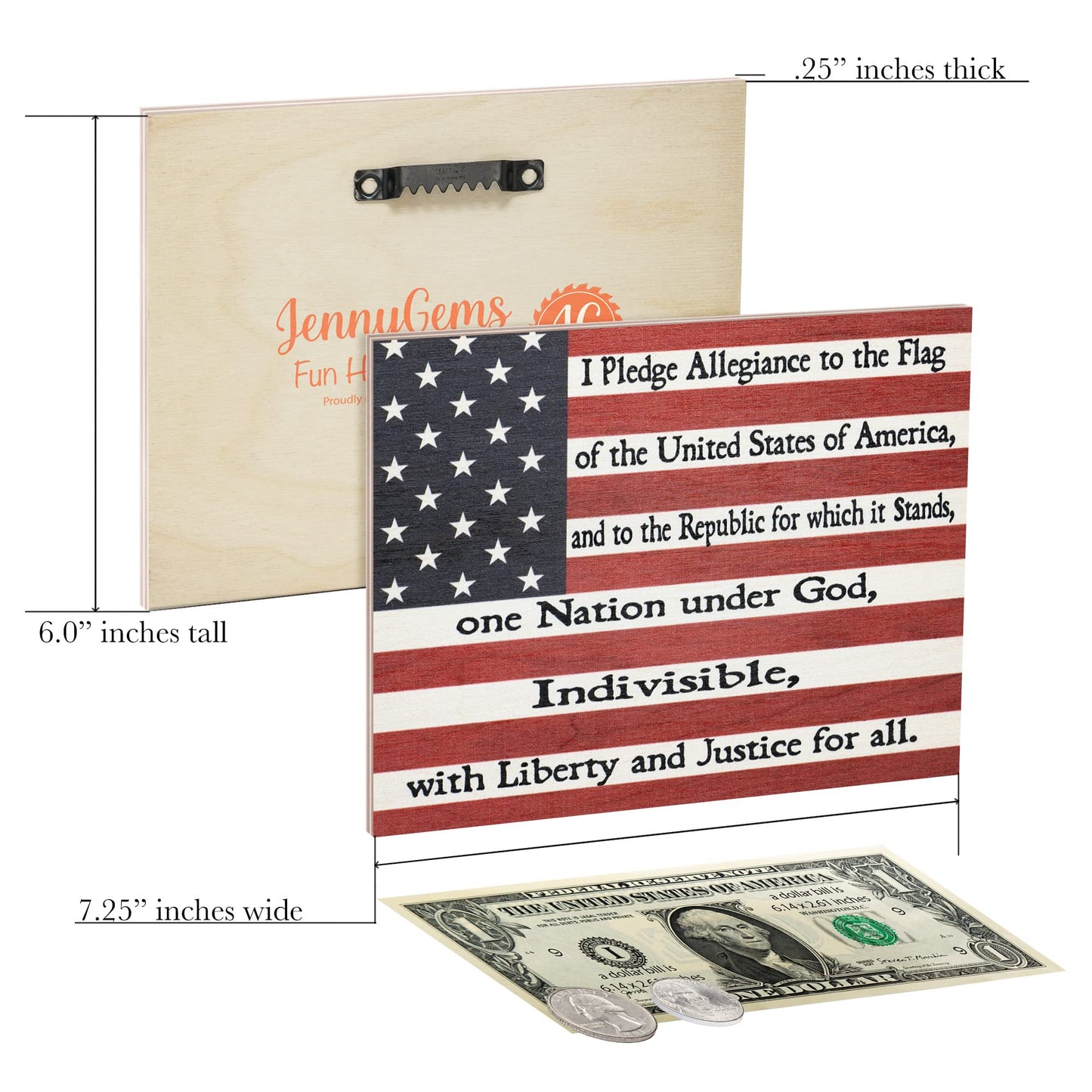 JennyGems Patriotic Decorations, 4th of July Decor, Memorial Day, Wooden Sign for Wall Hanging, Made in USA
