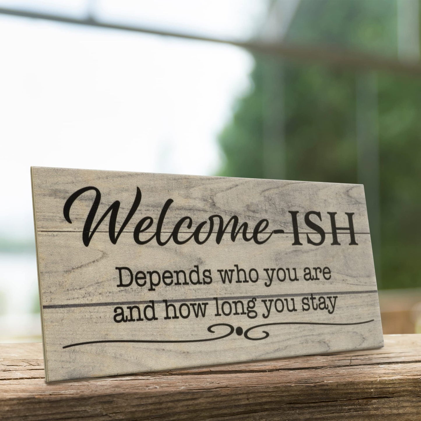Funny Welcome Sign For Front Door, Welcome-ish Door Hanging Sign, Porch Wooden Decoration, American Made