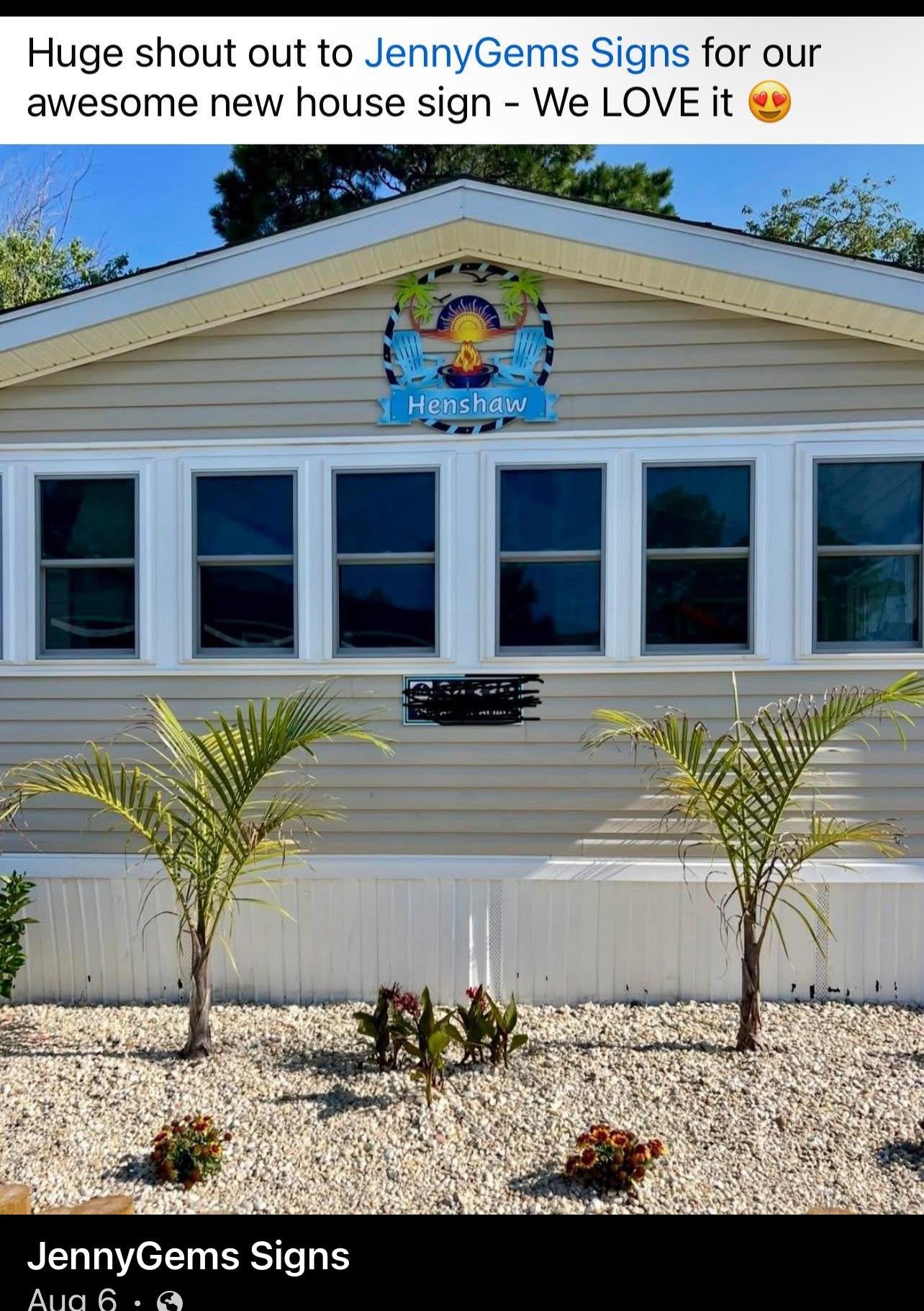 Personalized Beach House Sign – Custom Coastal Outdoor Wall Decor in Weatherproof PVC