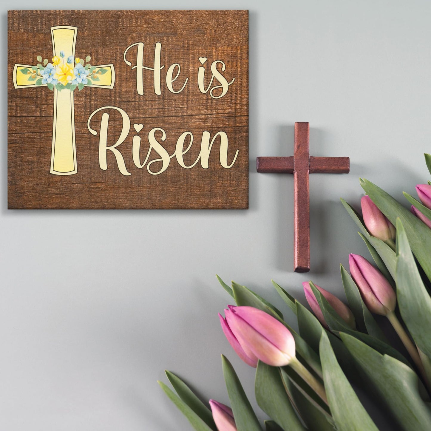 JennyGems Easter Decorations for the Home, Easter Sign, Farmhouse Easter Decor, 7.25 x 6 Wooden Sign, Made in USA