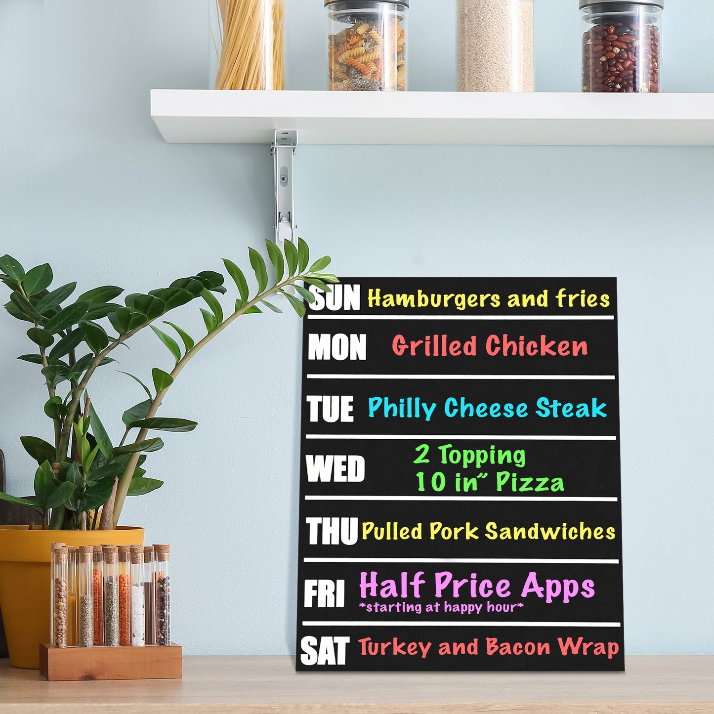 Menu Chalkboard Sign, Weekly Meal Planner Menu Board