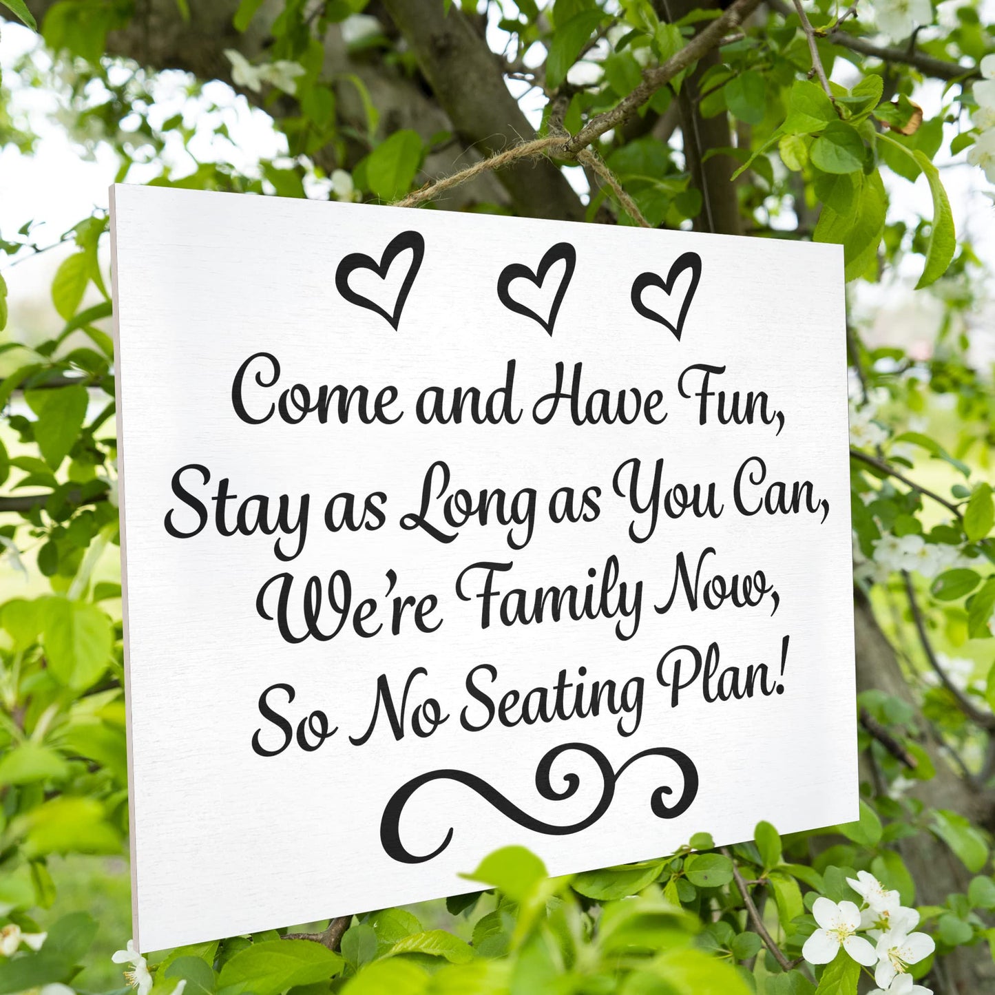 JennyGems Wedding Seating Sign No Seating Plan Wedding Sign, Wedding Ceremony and Reception Decorations, Wedding Welcome Sign, 14.5x11.5 Inch Rustic Wood Sign