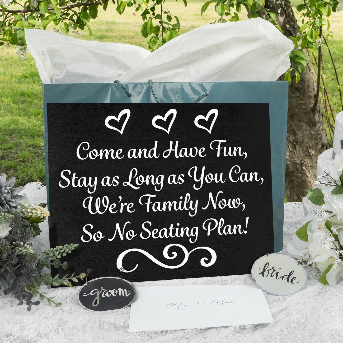 JennyGems Wedding Signs, Place Cards, Wedding Reception, No Seating Plan (Black)