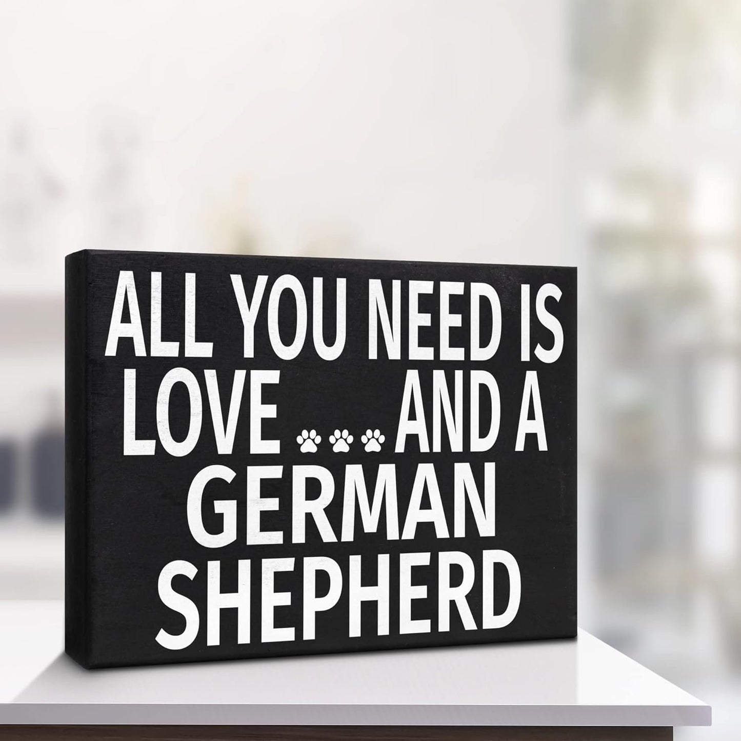 JennyGems German Shepherd Gift, All You Need Is Love and a German Shepherd Wooden Sign, Shelf Decor and Wall Hanging, Made in USA