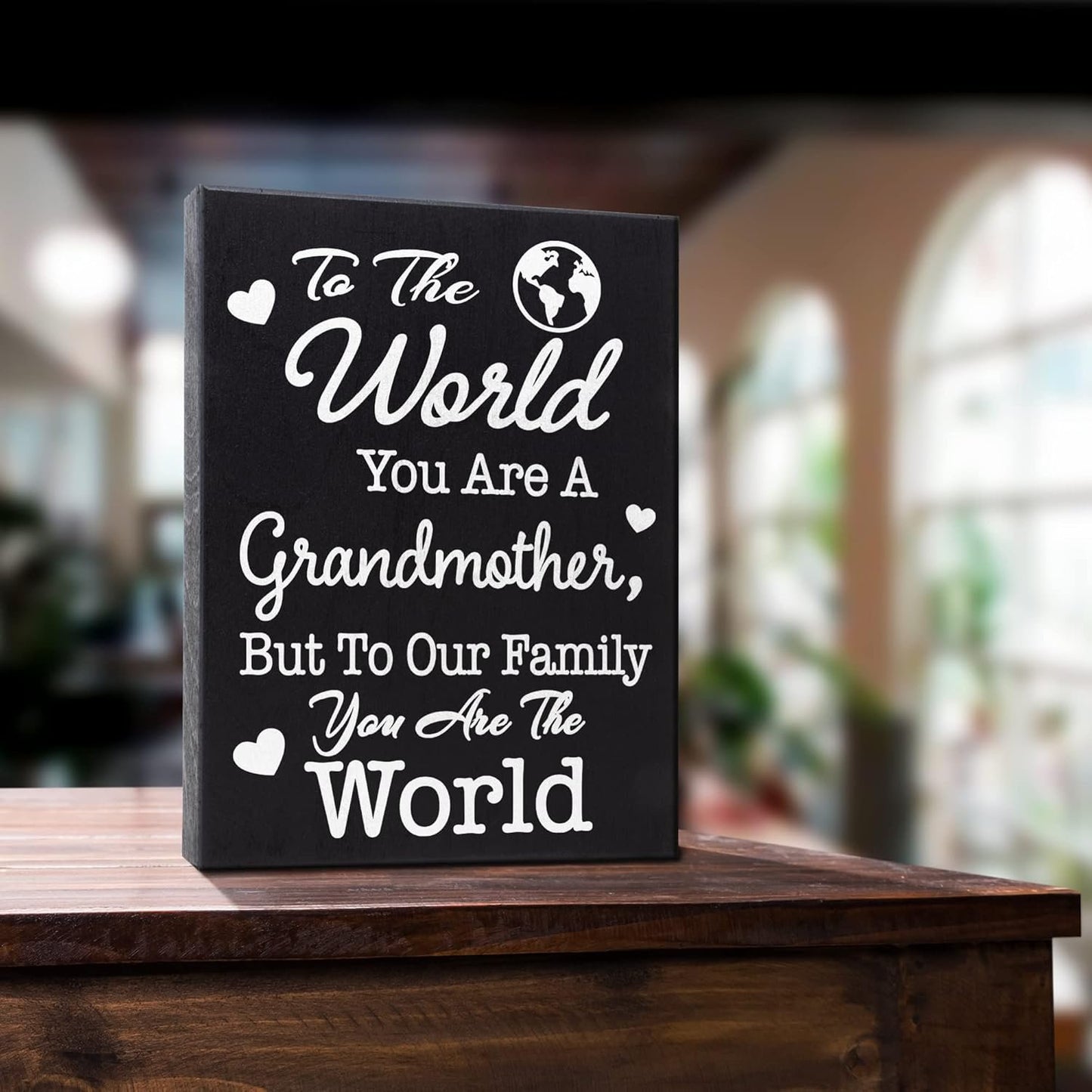JennyGems Grandmother Gifts, To the World You Are a Grandmother Wooden Sign, Shelf Decor and Wall Hanging, Made in USA