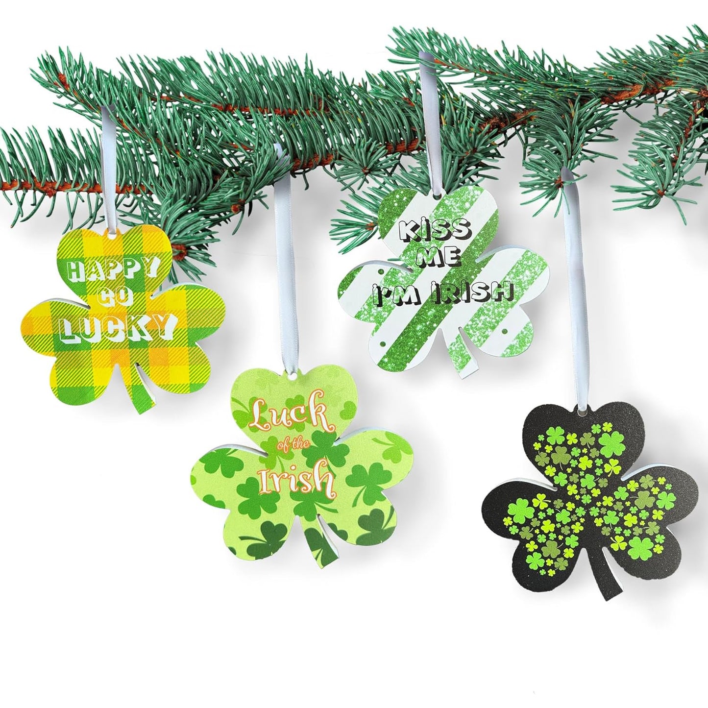 Shamrock Ornaments 4pc Set, St. Patrick's Day Decor