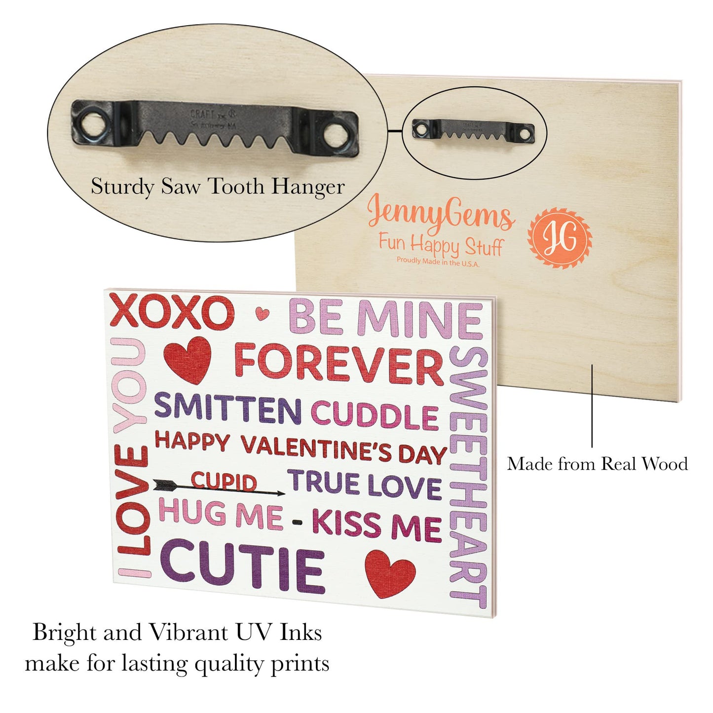 JennyGems Valentines Day Decor, Happy Valentine's Day Be Mine XOXO Hug Me I Love You Wooden Sign, Valentines Day Decoration, Made in USA