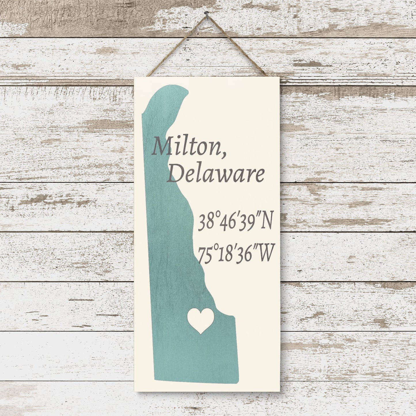 JennyGems Milton, Delaware, 6x13 Inch Nautical Wood Sign, Hanging Wall Decor, Hometown Pride Signs, State Pride, Delaware Pride, Delaware Gifts, American Made