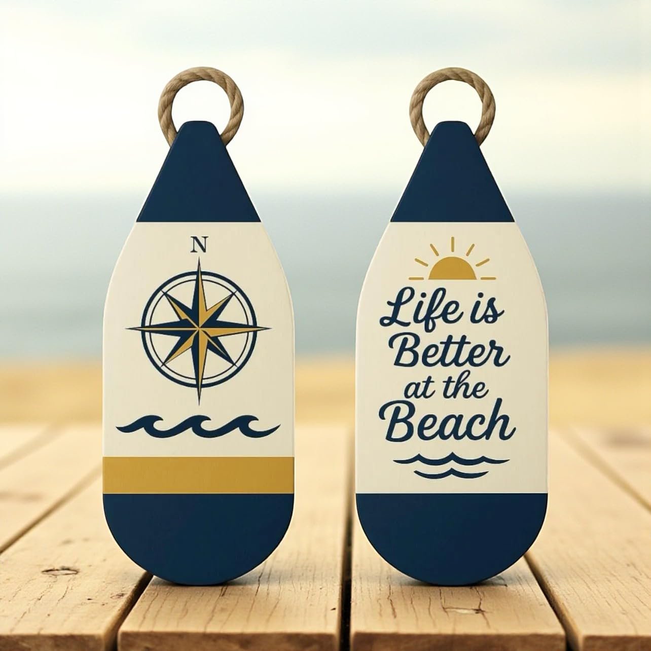 Outdoor Buoy Wall Art - Coastal Decor for Beach or Lake House, Nautical PVC Signs