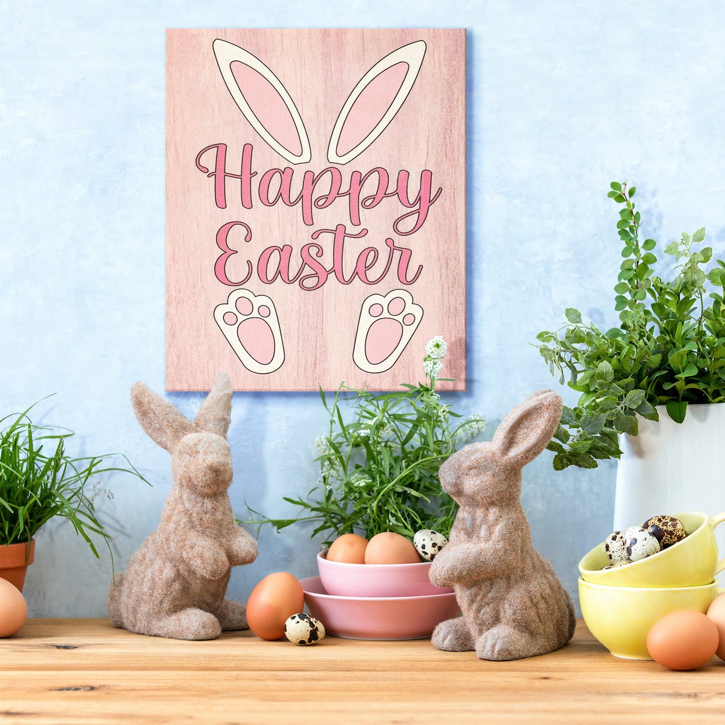 JennyGems Easter Decorations for the Home, Easter Sign, Farmhouse Easter Decor, 7.25 x 6 Wooden Sign, Made in USA