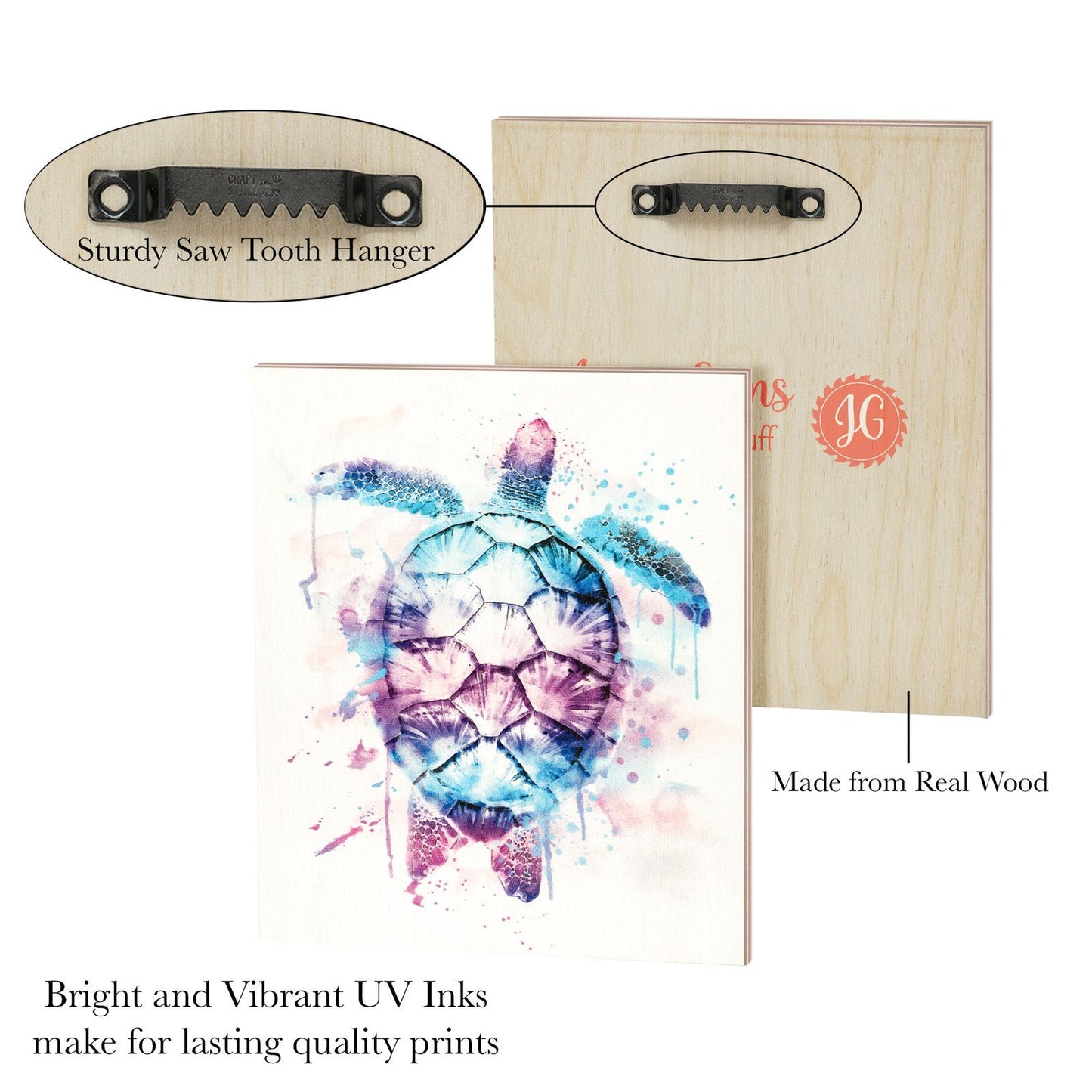 JennyGems Sea Turtle Decor, Watercolor Turtle Wall Art Wooden Sign, Beach Sign
