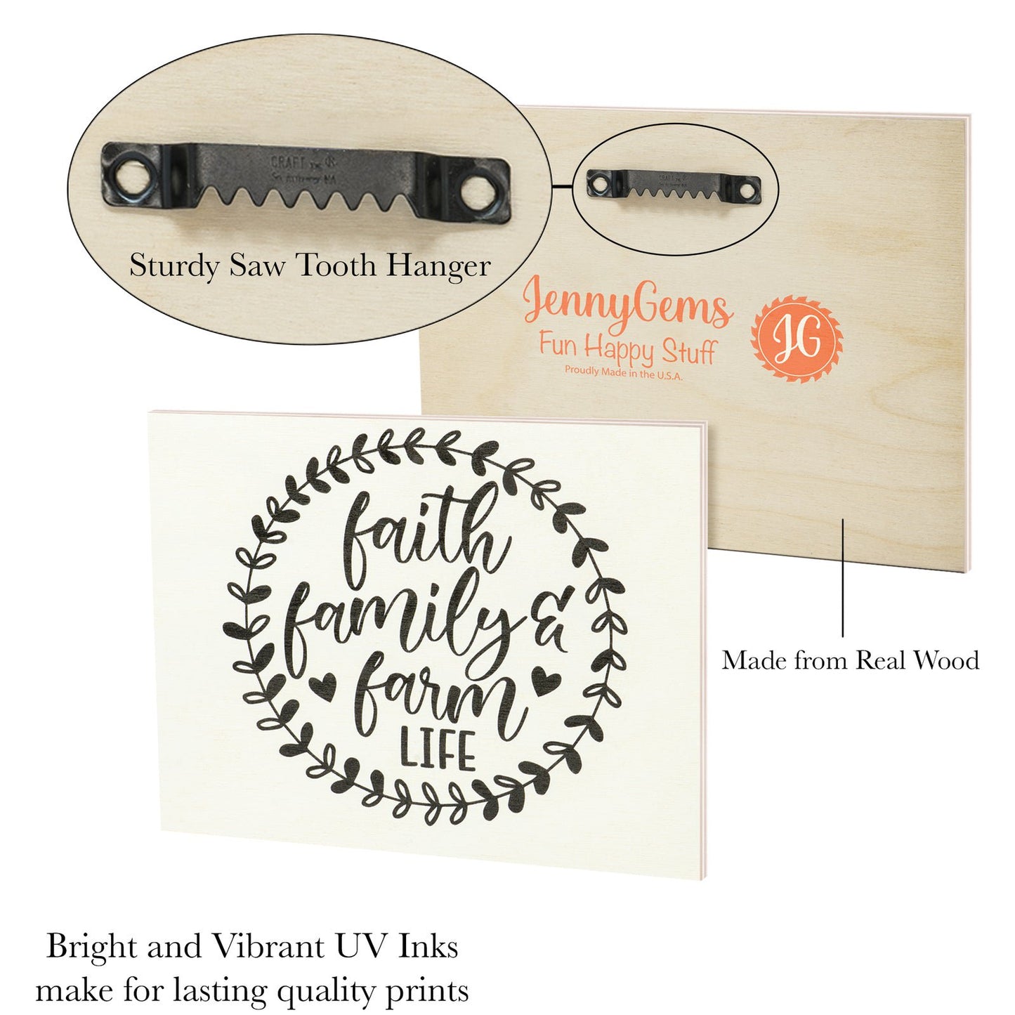 JennyGems Faith Family Farm Life Sign, Barn Decor, Farmhouse Decor, Christian