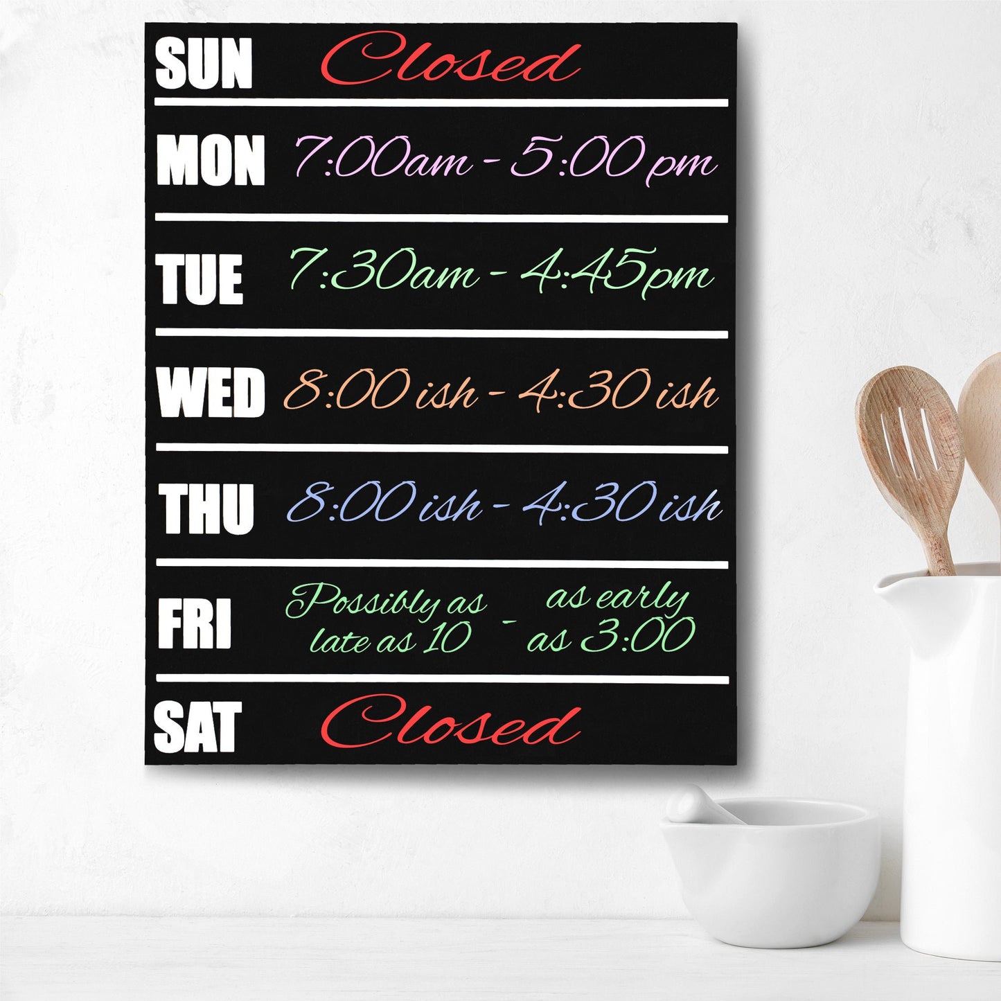 Menu Chalkboard Sign, Weekly Meal Planner Menu Board