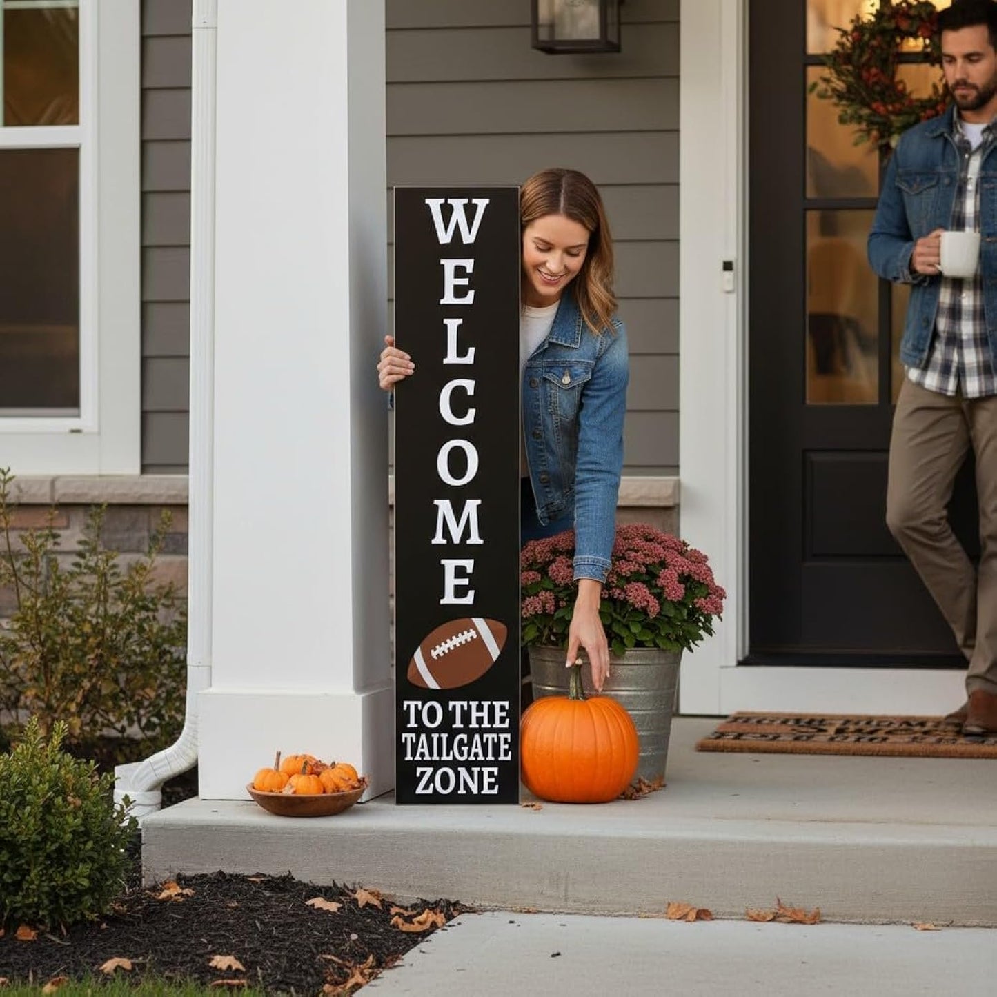 Football Porch Sign Outdoor PVC Welcome to the Tailgate Zone