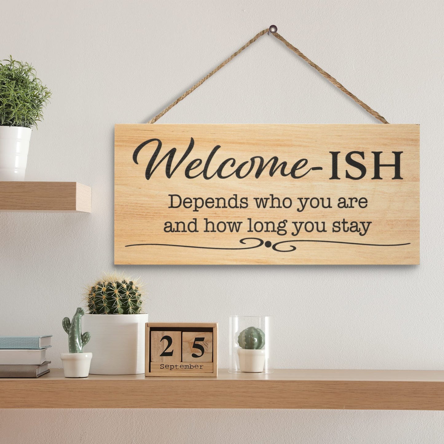 Funny Welcome Sign For Front Door, Welcome-ish Door Hanging Sign, Porch Wooden Decoration, American Made
