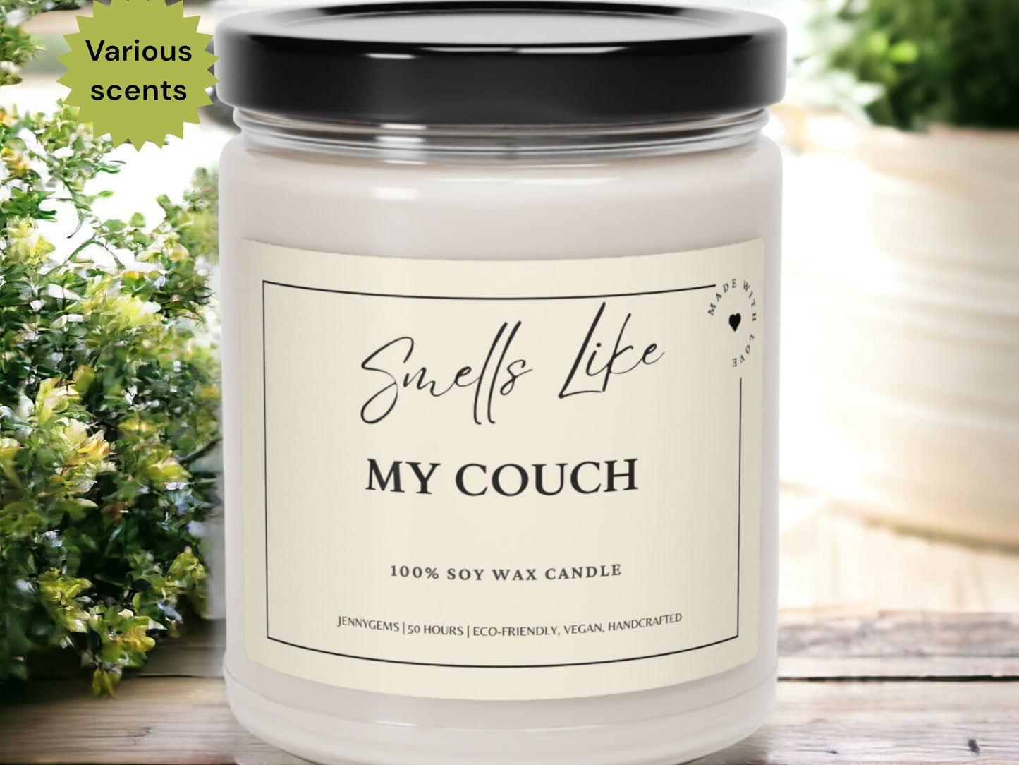 Funny 'Smells Like My Couch' Soy Candle: Introvert Gift