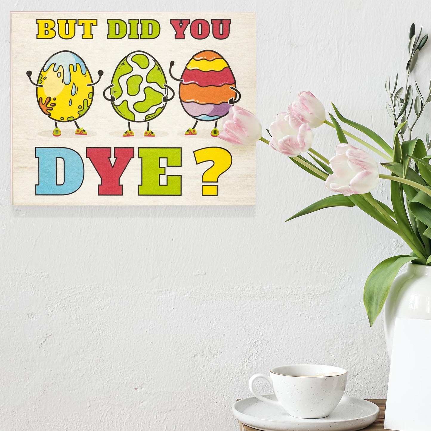 JennyGems Easter Decorations for the Home, Easter Sign, Farmhouse Easter Decor, 7.25 x 6 Wooden Sign, Made in USA