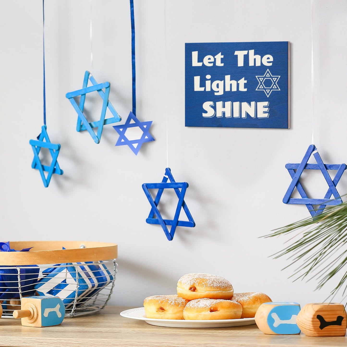 Let the Light Shine Wood Sign, Hanukkah Decorations, Chanukah Decor Jewish Star Of David, Hanukkah Gifts