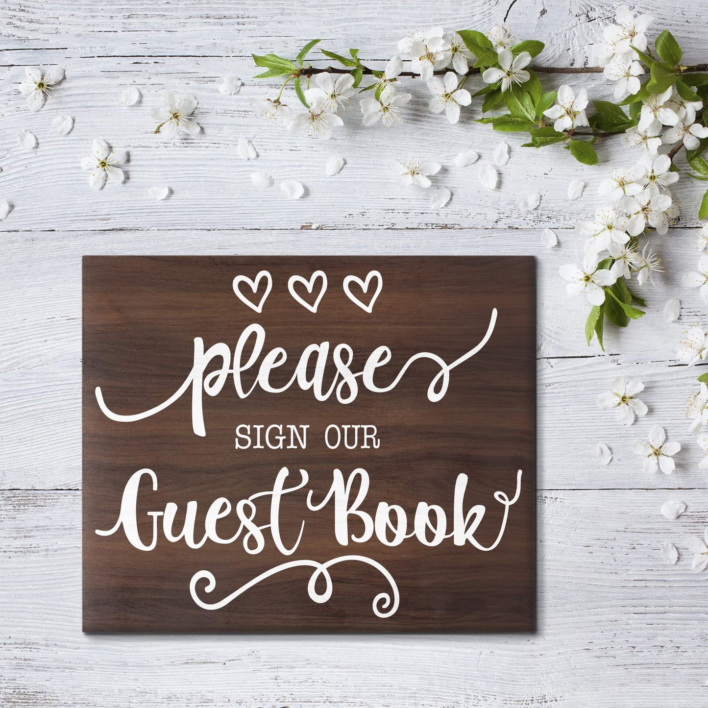 JennyGems Wedding Reception Signs, Please Sign Our Guest Book Wedding Sign, Guest Book Table Sign, 10x12 Inch Wood Sign, Rustic Wedding Decor, Guestbook Sign for Bridal Shower